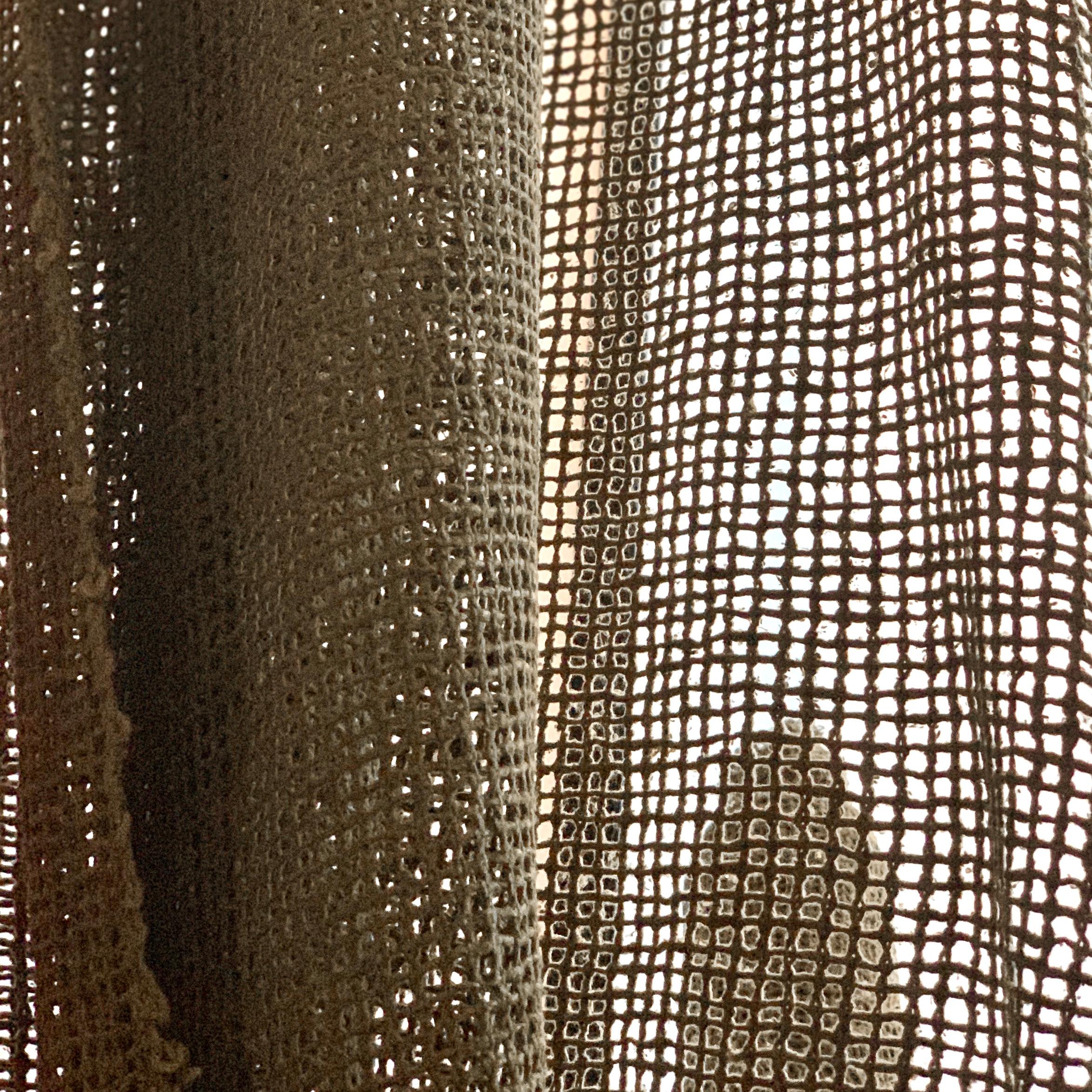 Vintage Schumacher Italian Raw Silk Natural Netting Lace Textile Fabric Deep Tan