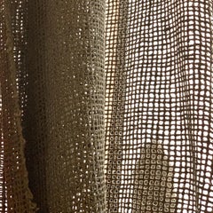 Vintage Schumacher Italian Raw Silk Natural Netting Lace Textile Fabric Deep Tan