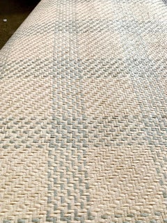 Vintage Schumacher Luxury Artisanal Textile Wall-Covering:: Aqua Kusan Weave