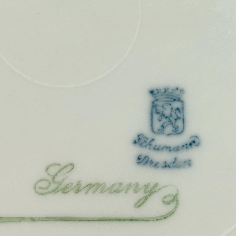 Vintage Schumann Dresden Porcelain Floral Reticulated Pierced Scallop Bowl For Sale at 1stDibs