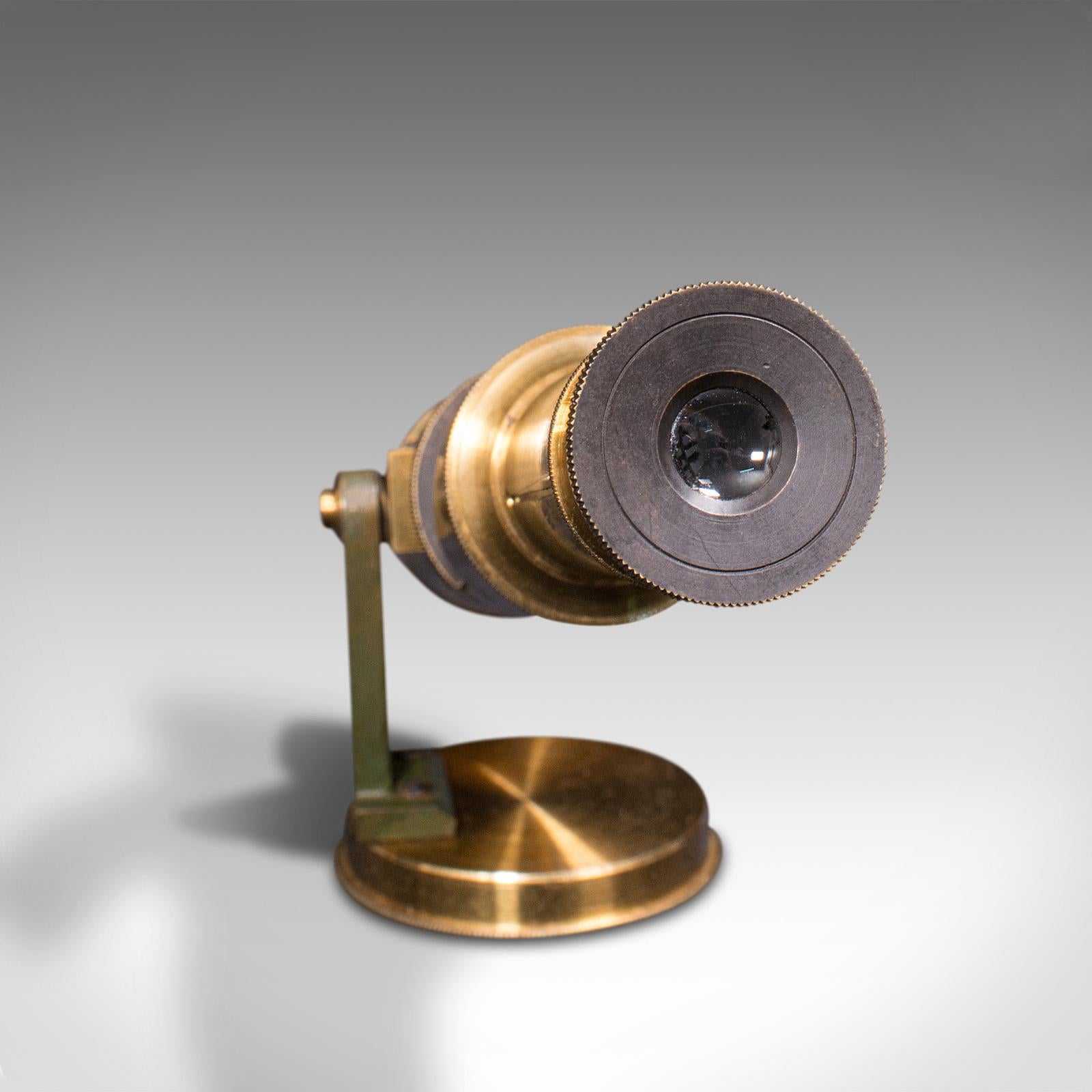 Vintage Scientist's Field Microscope, English, Brass, Pocket Instrument, C.1930 2