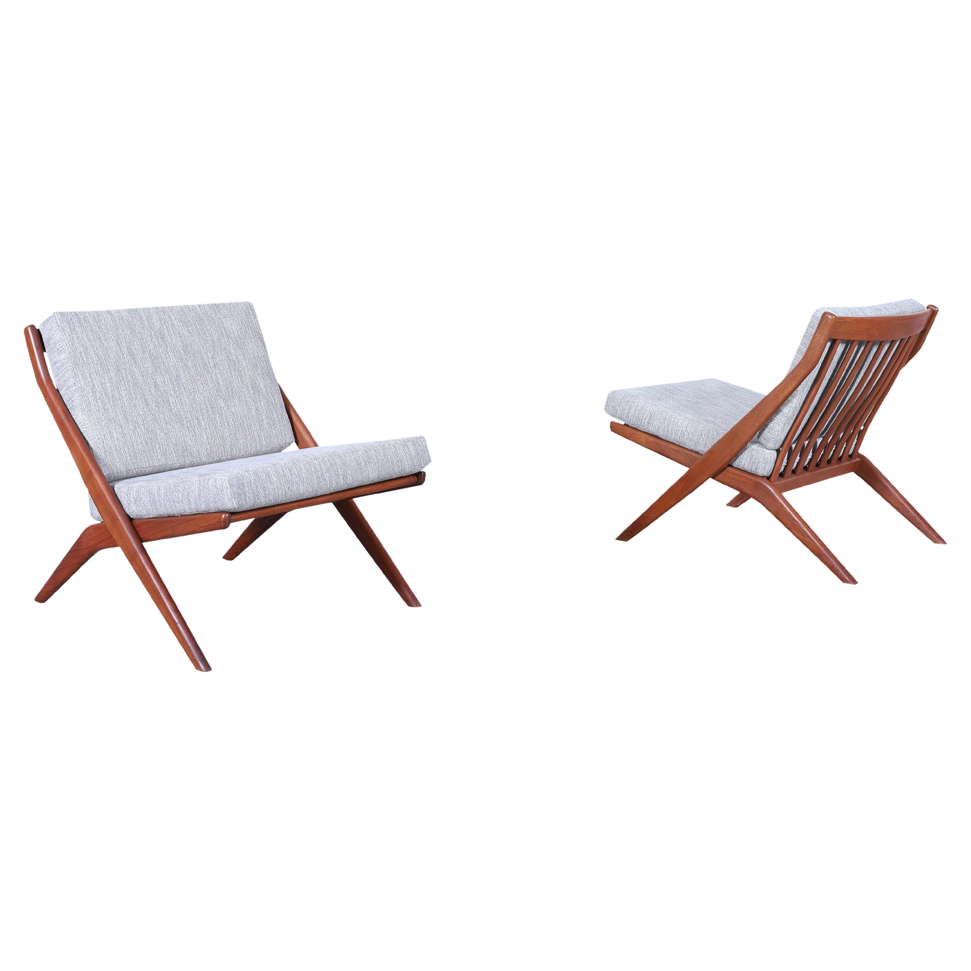Chaises longues vintage "à ciseaux" par Folke Ohlsson pour DUX en vente