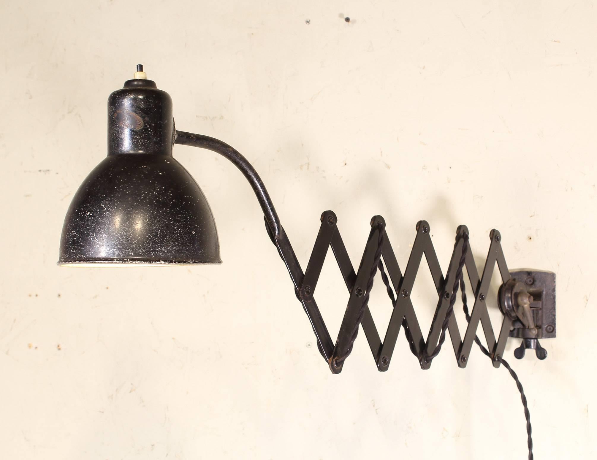 Industrial Vintage Scissor Wall Lamp Light by Kaiser Idell, Germany
