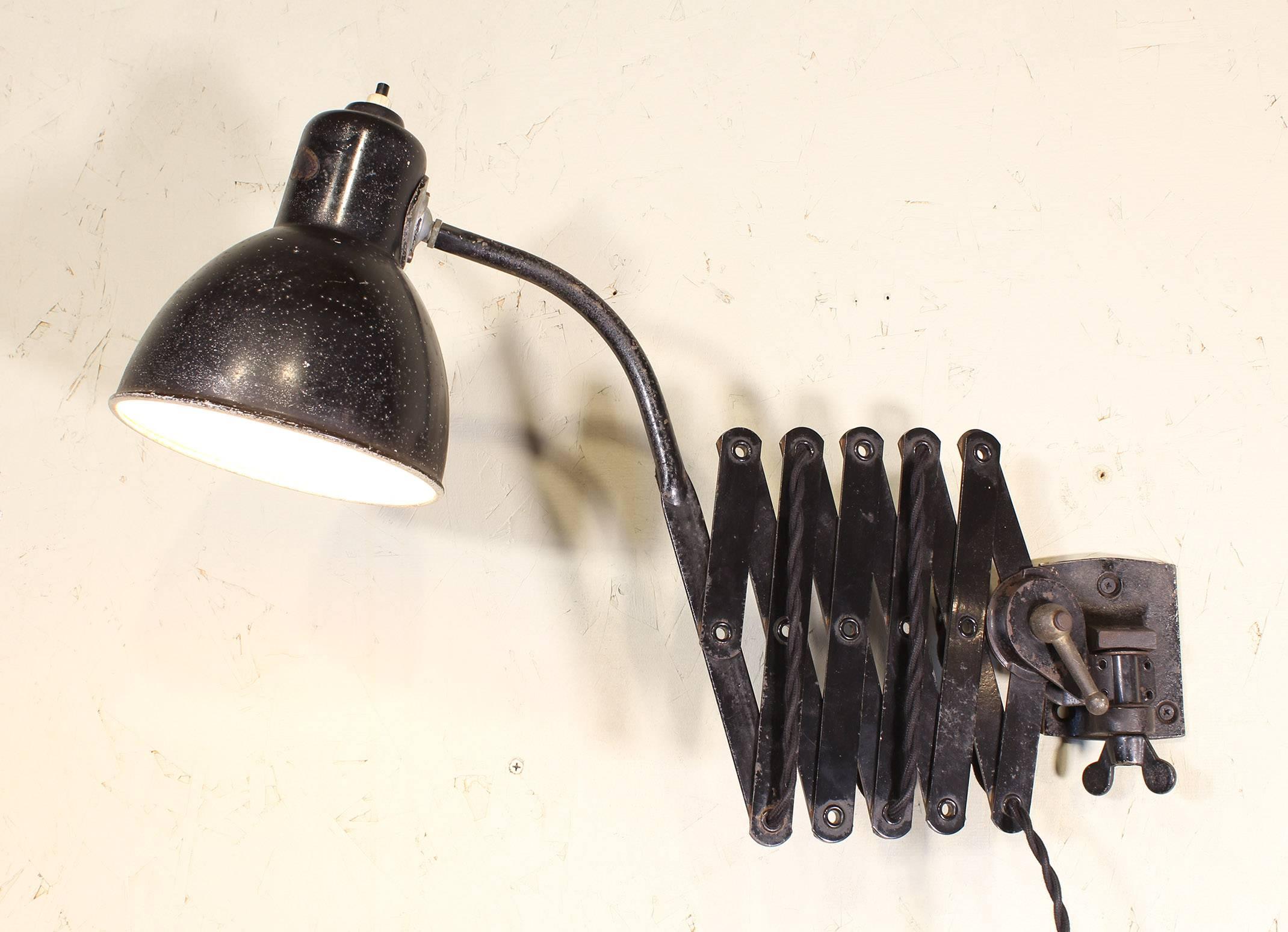 Vintage Scissor Wall Lamp Light by Kaiser Idell, Germany 1