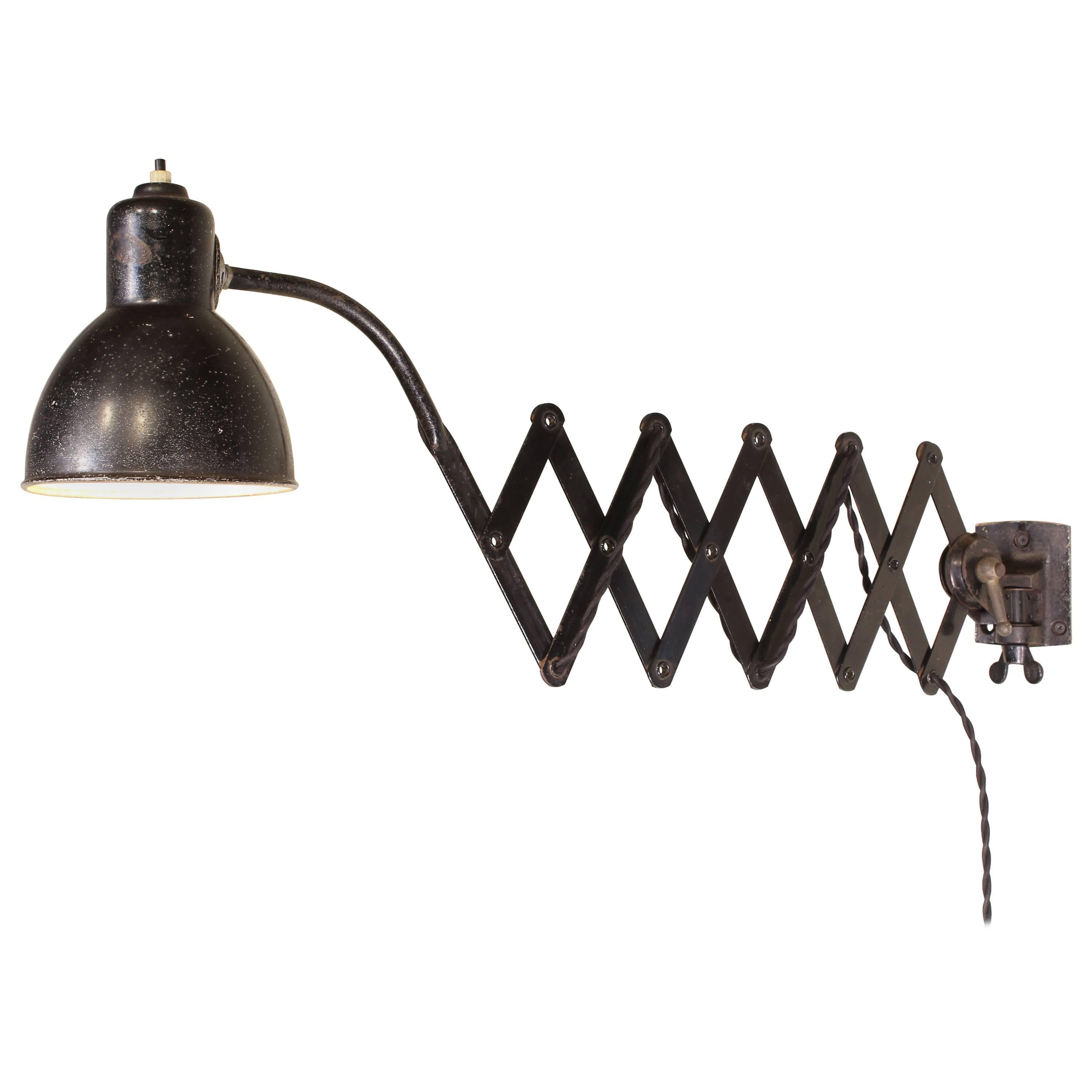 Vintage Scissor Wall Lamp Light by Kaiser Idell, Germany