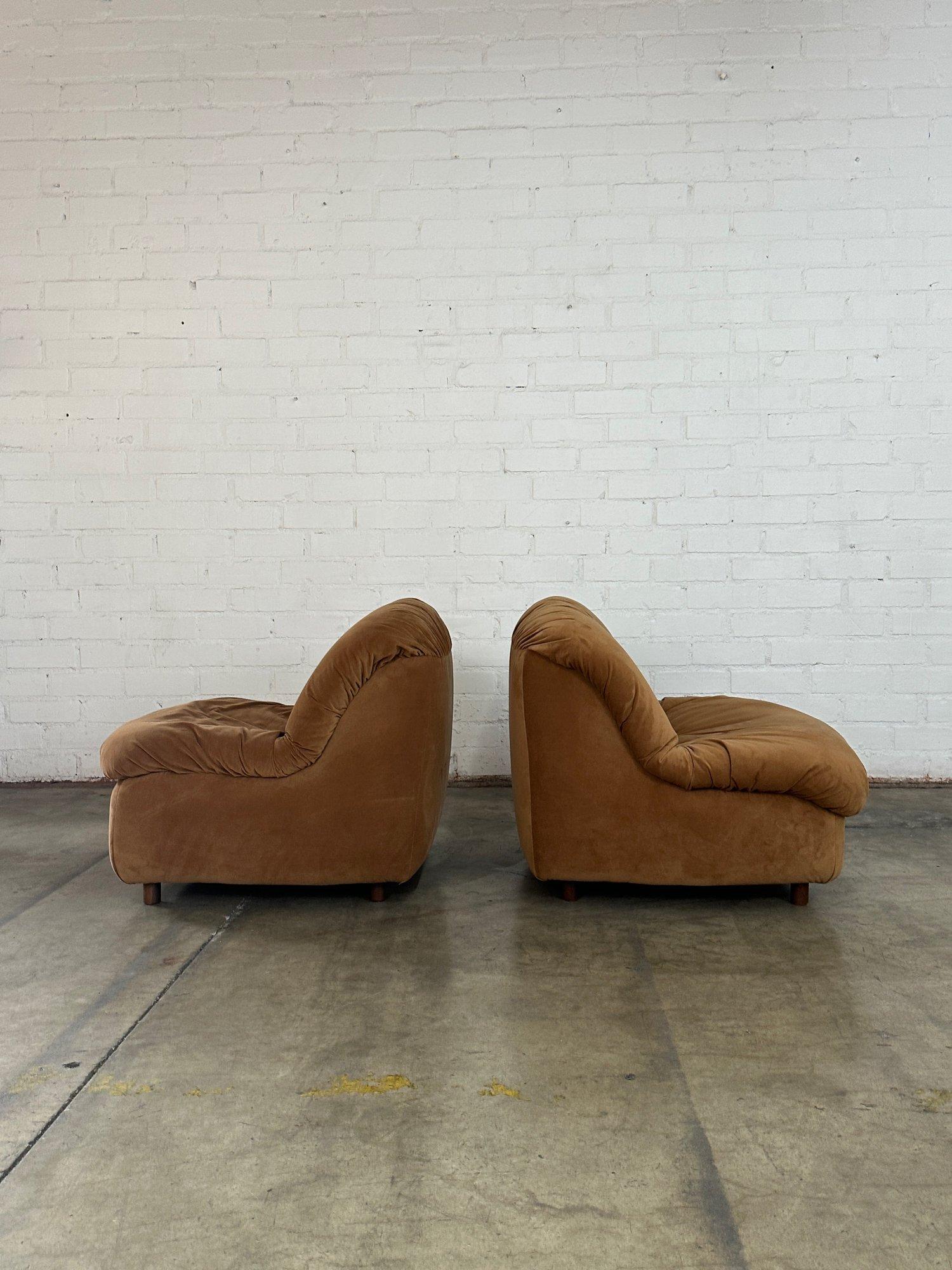 Velvet Vintage Scoop Lounge Chair and Ottoman- sold per set For Sale