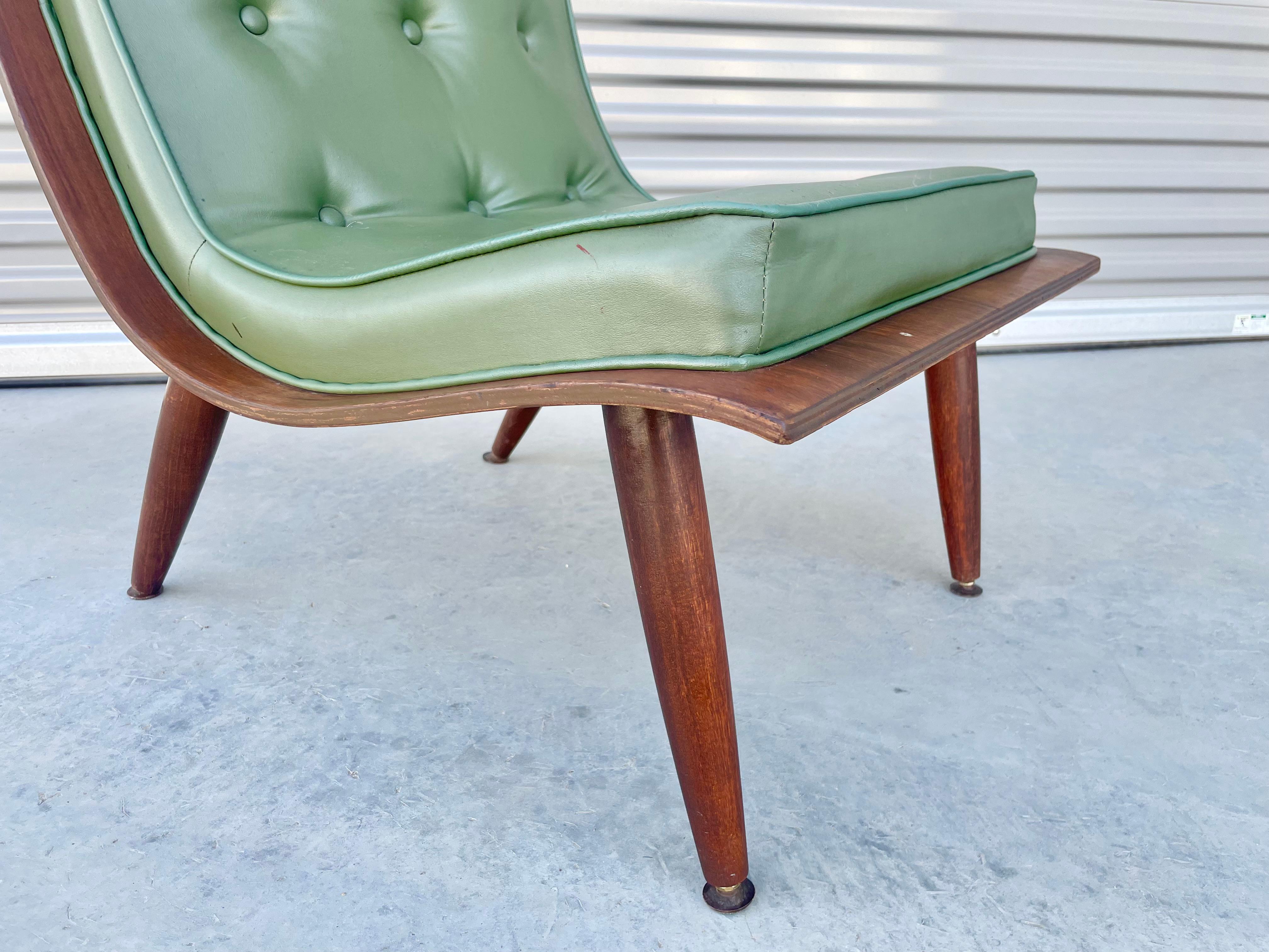 Leather Vintage Scoop Lounge Chairs by Carter Brothers For Sale