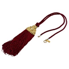 Vintage SCOOTER PARIS Figural Buddha Pendant Tassel Cord Necklace