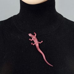 Vintage SCOOTER PARIS Lizard Rhinestone Resin Figural Novelty Brooch