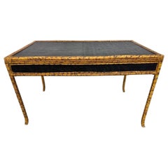 Vintage Scorched Bamboo Writing Desk