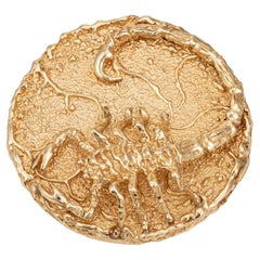 Retro Scorpion Medallion Pendant 14k Yellow Gold Large Zodiac Jewelry J Matuk