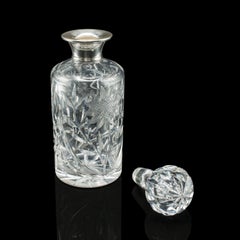 Vintage Scotch Decanter, English, Cut Glass, Silver, Whiskey, Hallmarked, 1965