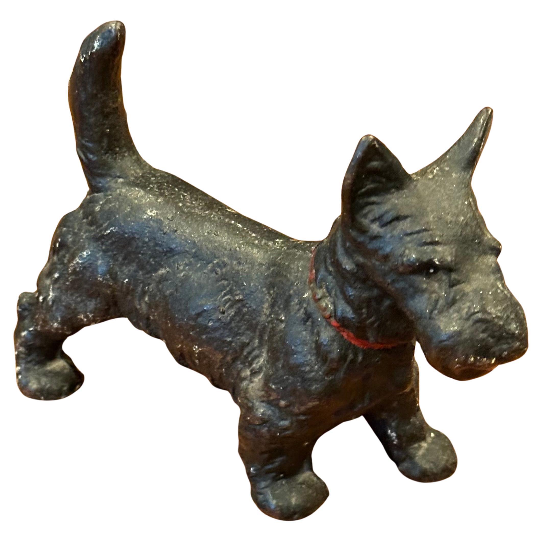 Vintage Scottie Dog Cast Iron Door Stop / Sculpture For Sale 5