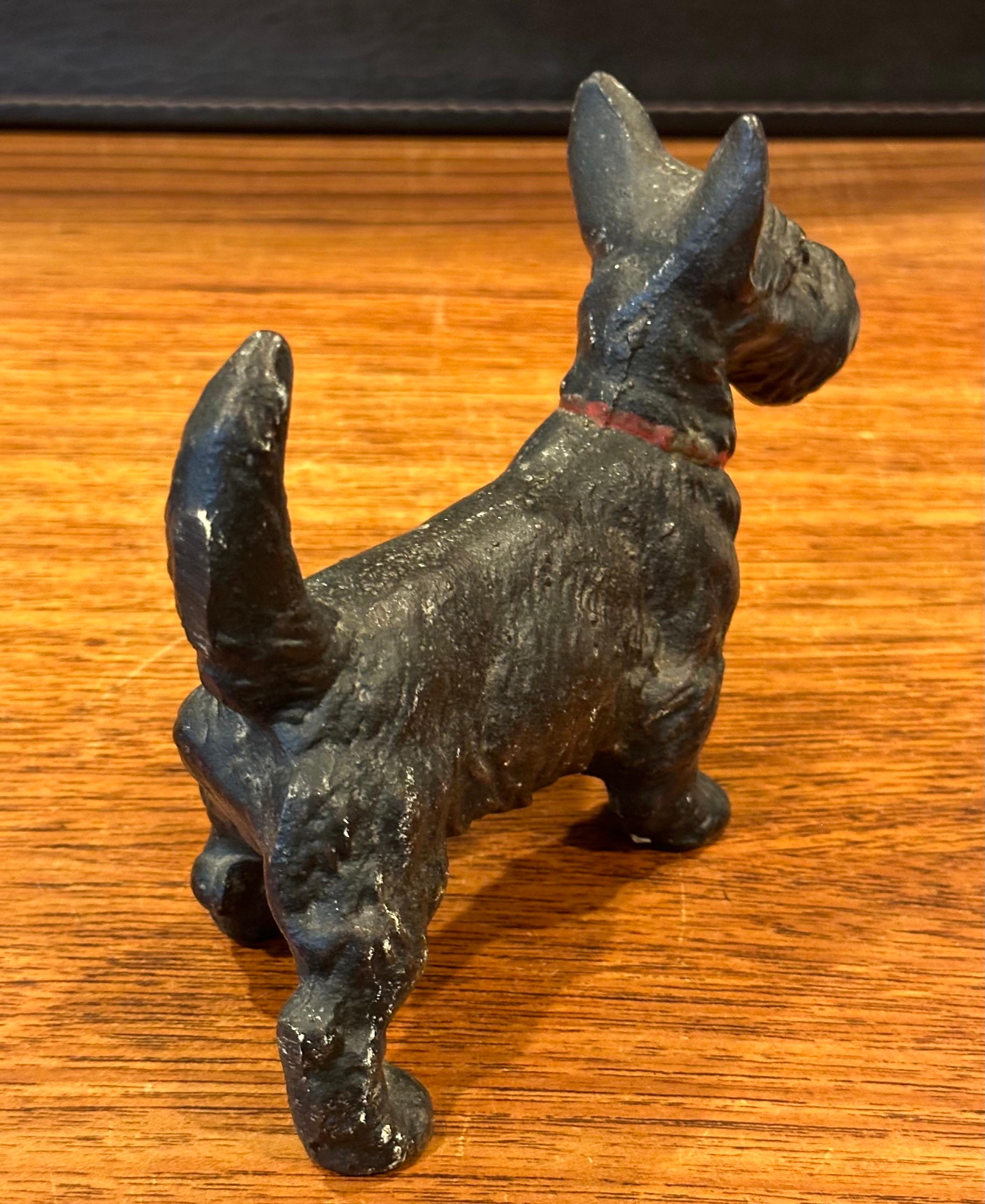 Vintage Scottie Dog Cast Iron Door Stop / Sculpture In Good Condition For Sale In San Diego, CA