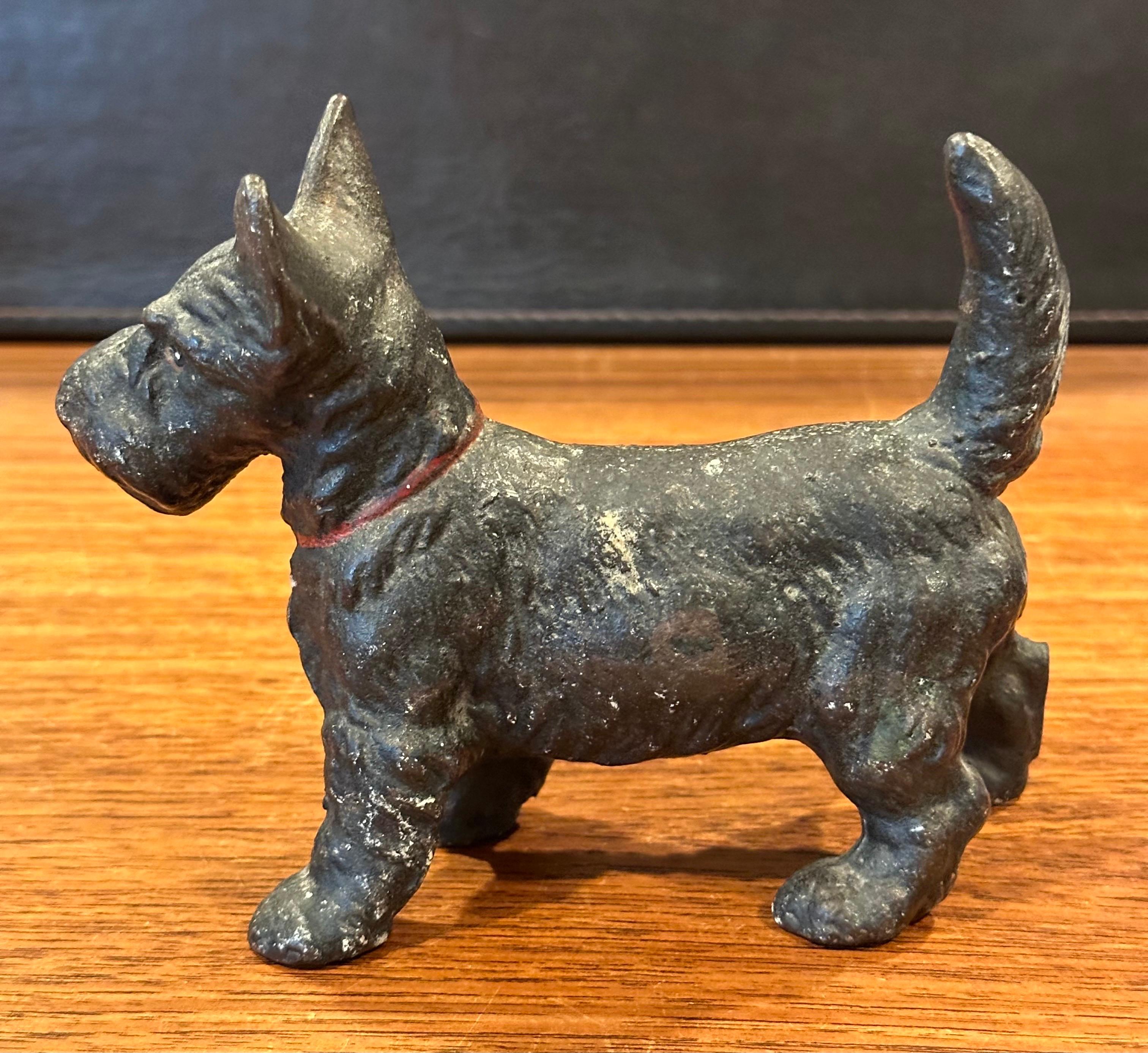 Vintage Scottie Dog Cast Iron Door Stop / Sculpture In Good Condition For Sale In San Diego, CA