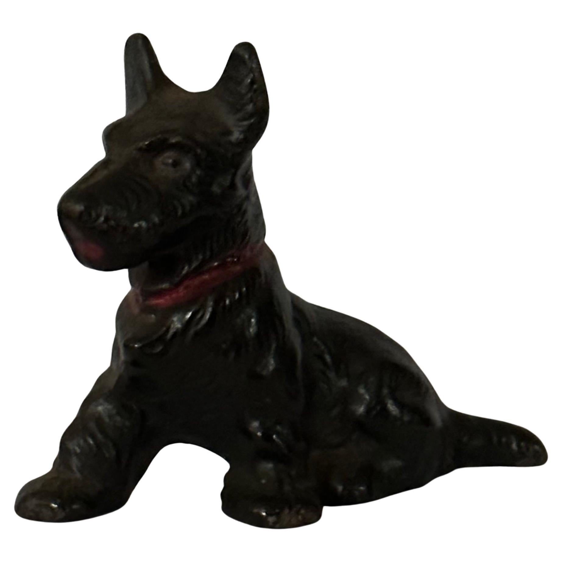 Fermacarte vintage con cane Scottie in ghisa