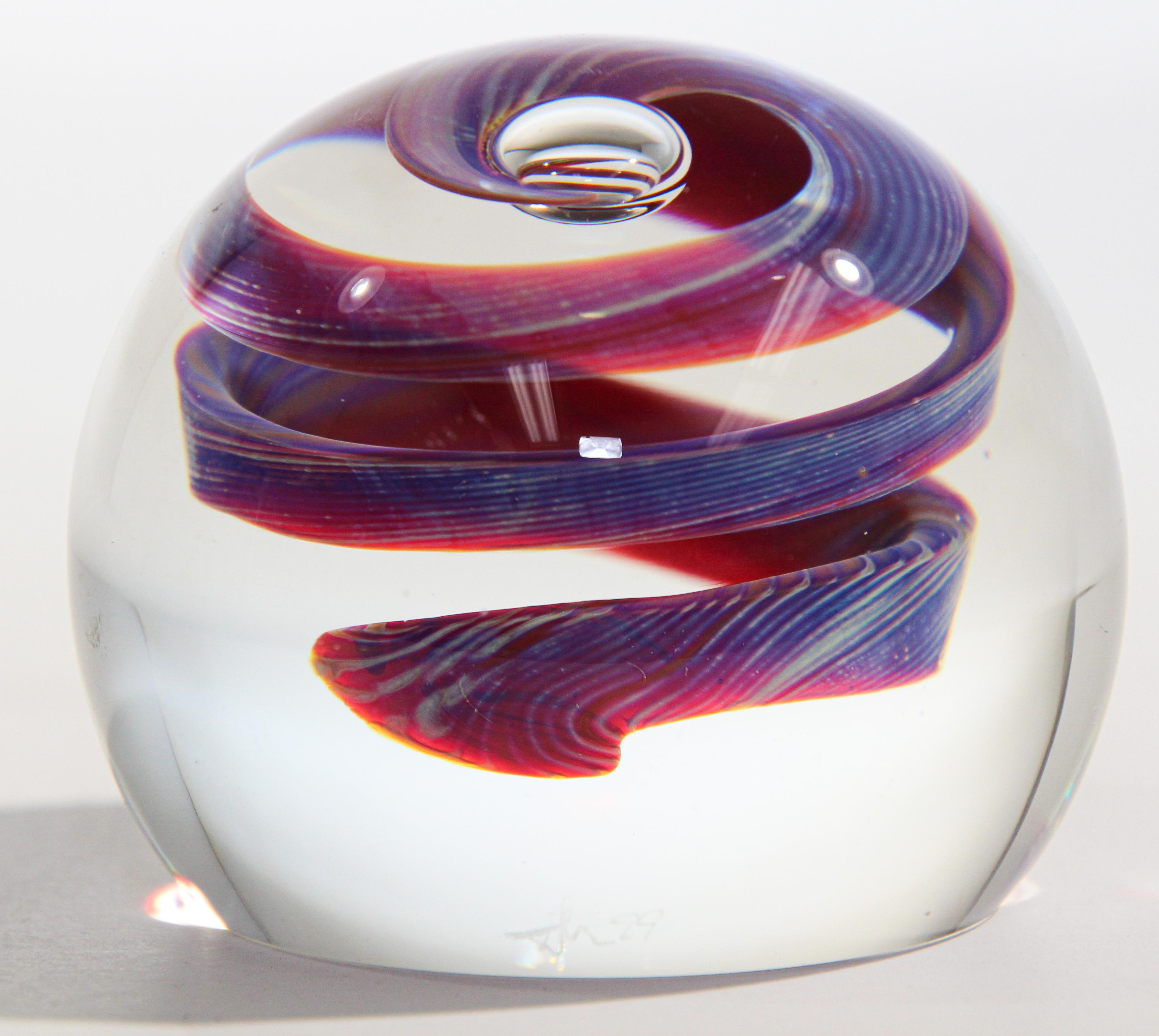 Vintage Scottish Art Glass Abstract Design Paper Weight 1999 11