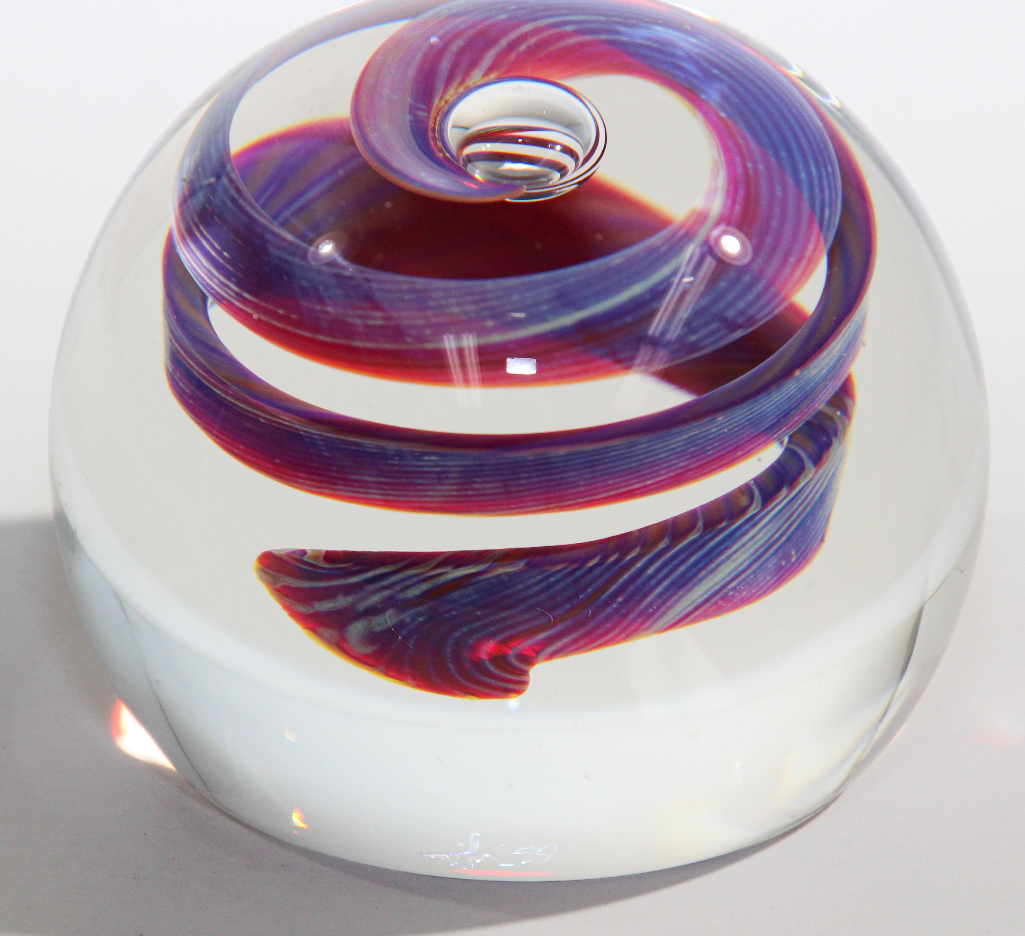 Vintage Scottish Art Glass Abstract Design Paper Weight 1999 12