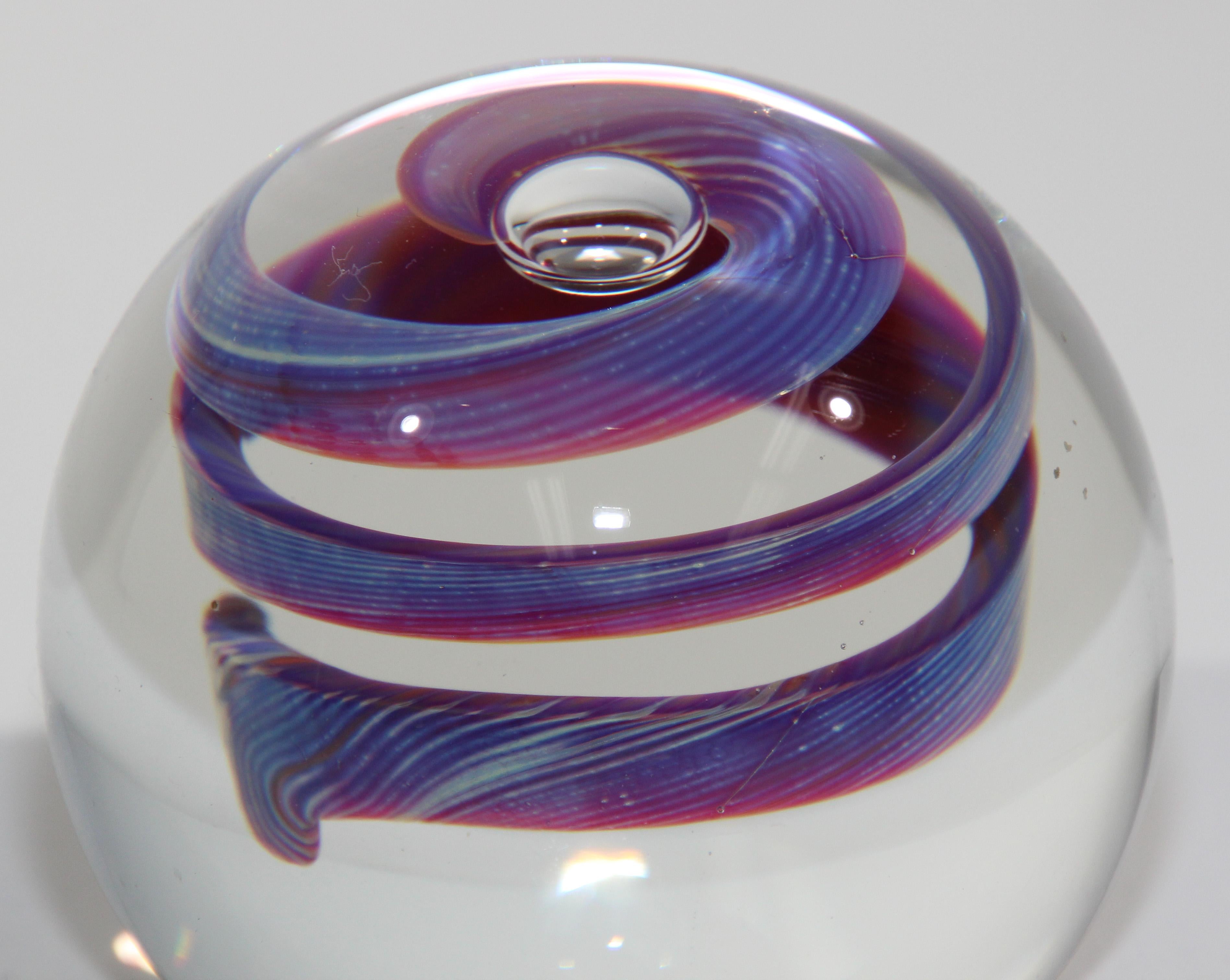 Hand-Crafted Vintage Scottish Art Glass Abstract Design Paper Weight 1999