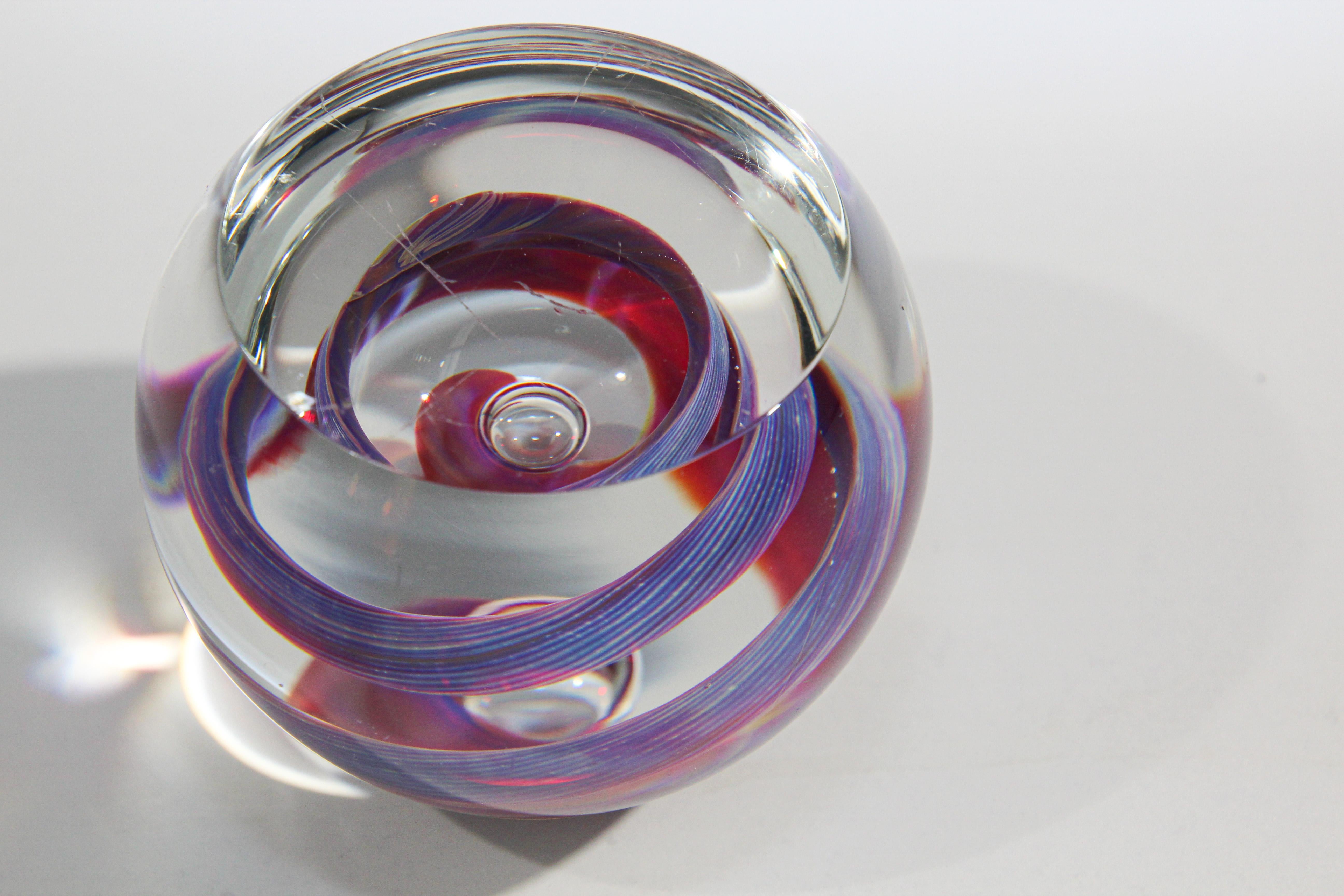Vintage Scottish Art Glass Abstract Design Paper Weight 1999 2