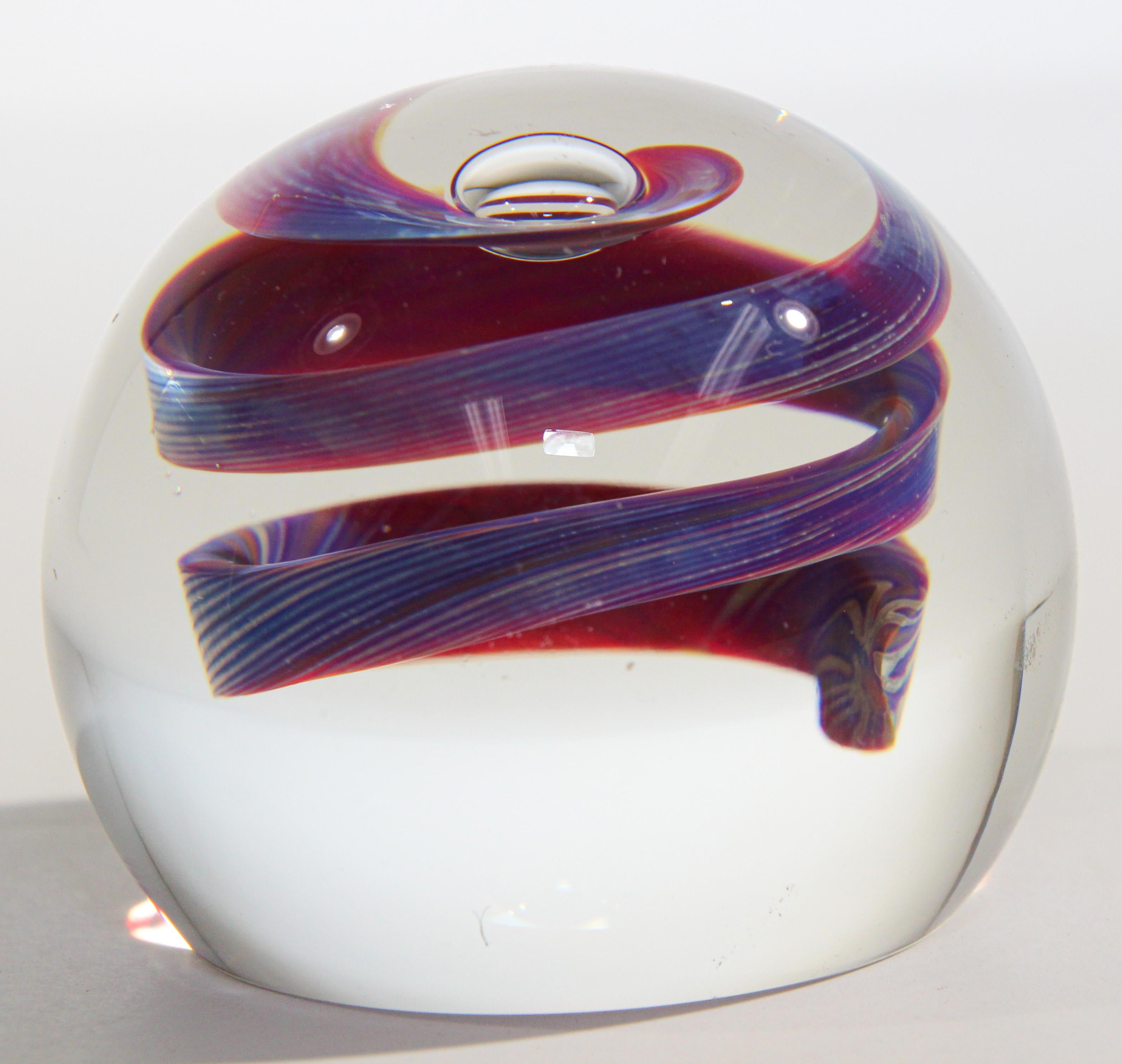 Vintage Scottish Art Glass Abstract Design Paper Weight 1999 3