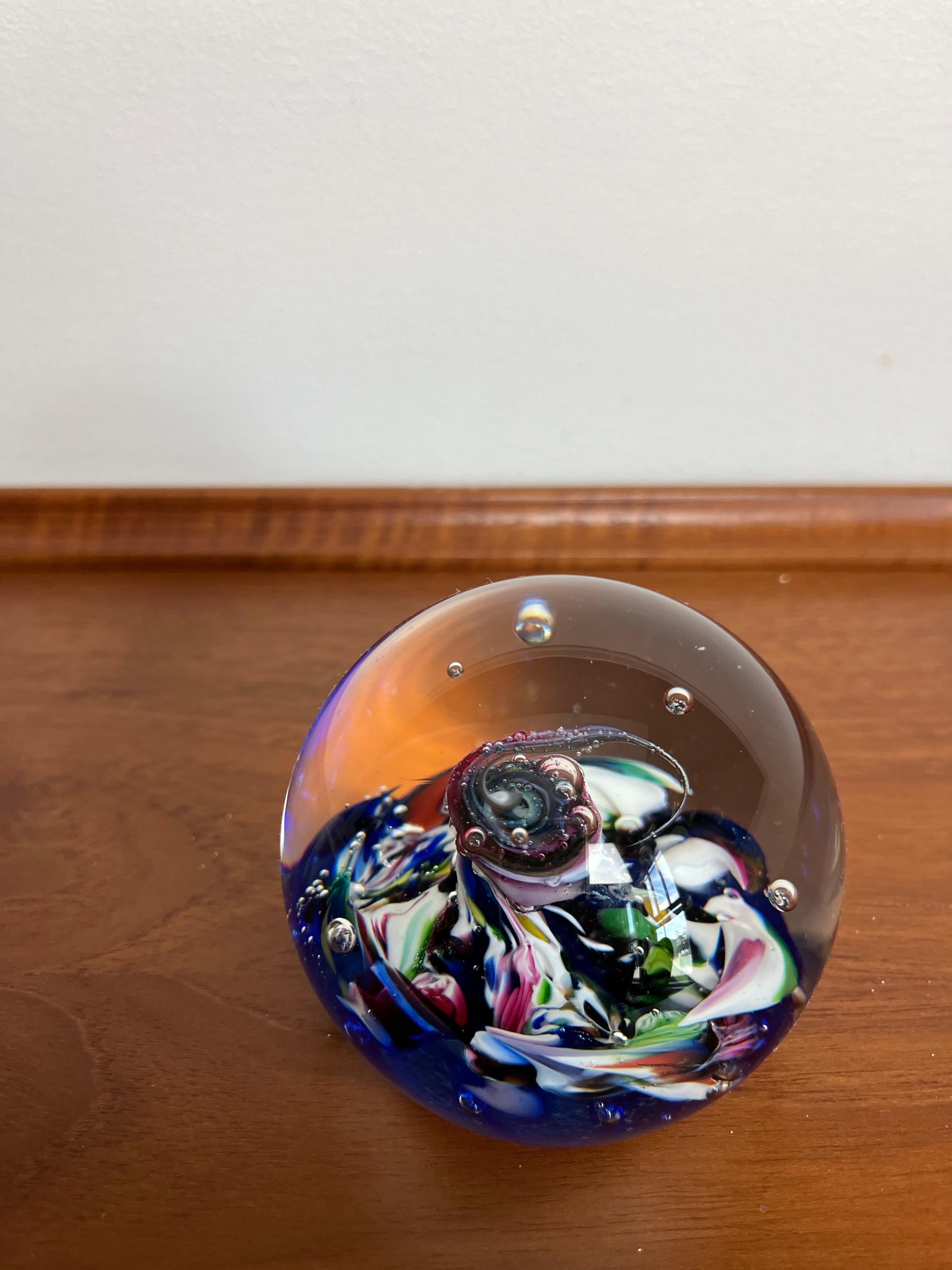 Modern Vintage Scottish Blown Glass Paperweight Caithness Myriad For Sale