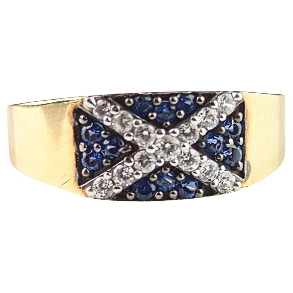 Vintage Scottish flag ring, 9k yellow gold For Sale at 1stDibs