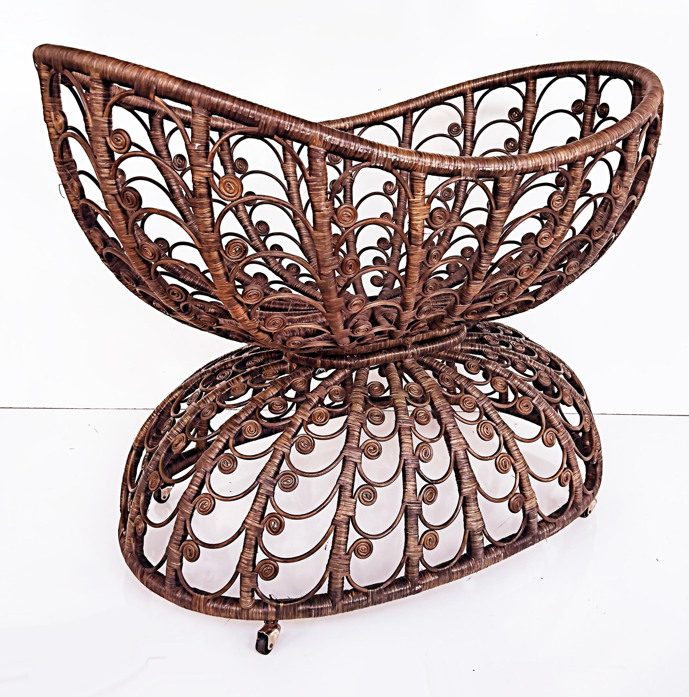 Vintage Scottish Rattan Bassinet, Early-Mid 20th Century

Offered for sale is a vintage early to mid-20th century woven Scottish rattan bassinet that rolls on casters. The bassinet has a rounded form base and cradles the baby with higher ends. The
