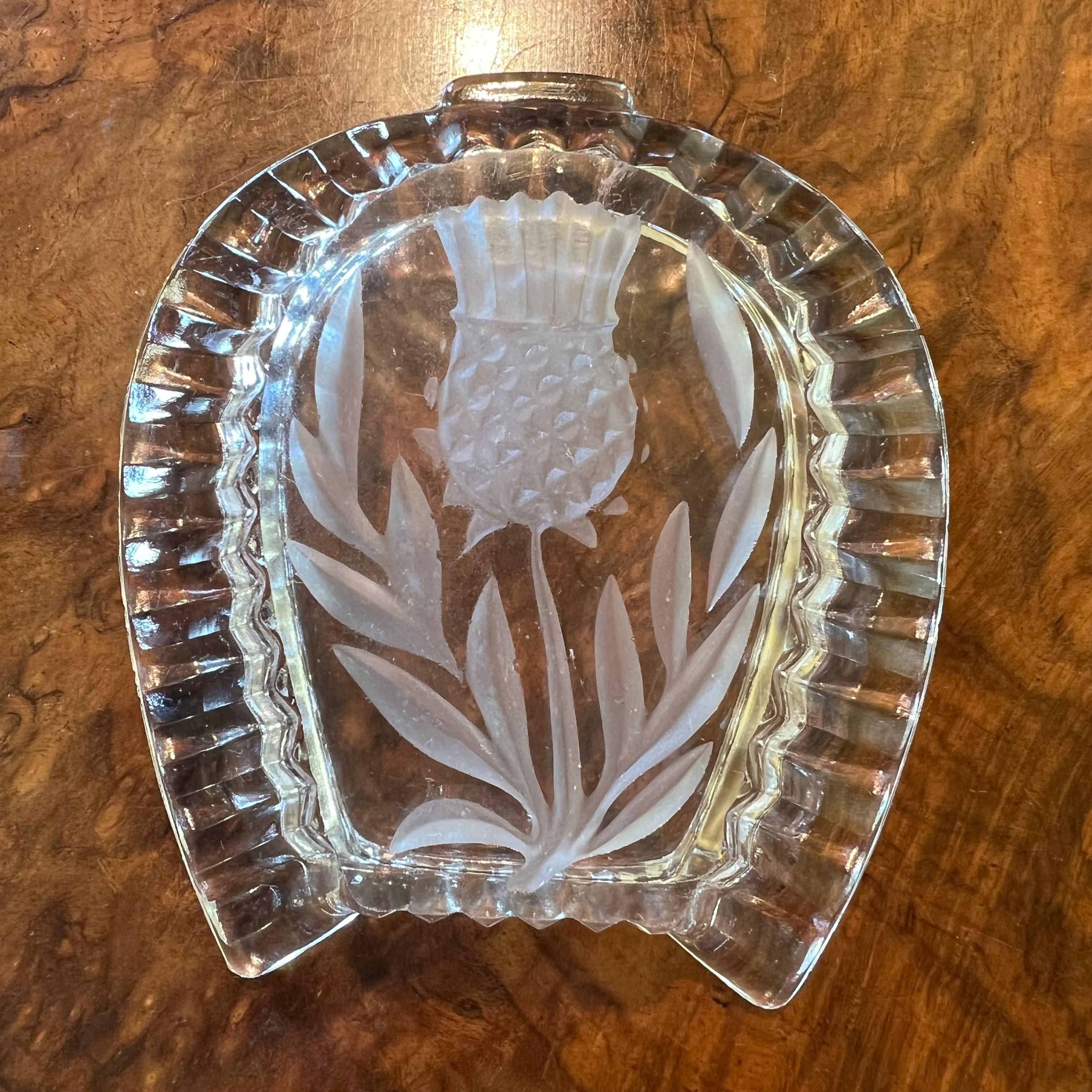 Vintage Scottish Thistle Horse Shoe Shape Dish In Good Condition For Sale In EDENSOR PARK, NSW