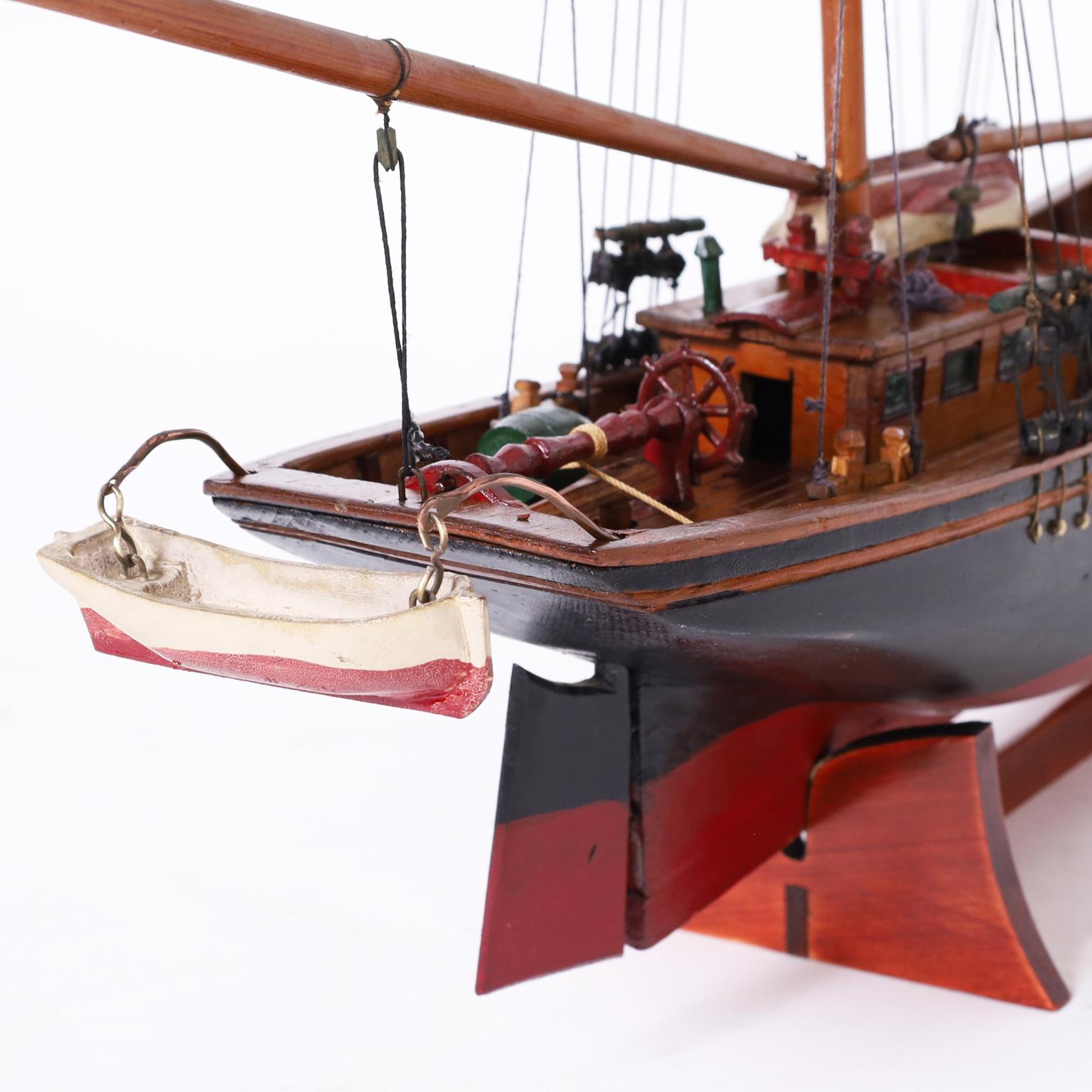 Vintage Scratch Built Sailing Ship Model By Eugene Leclerc 4