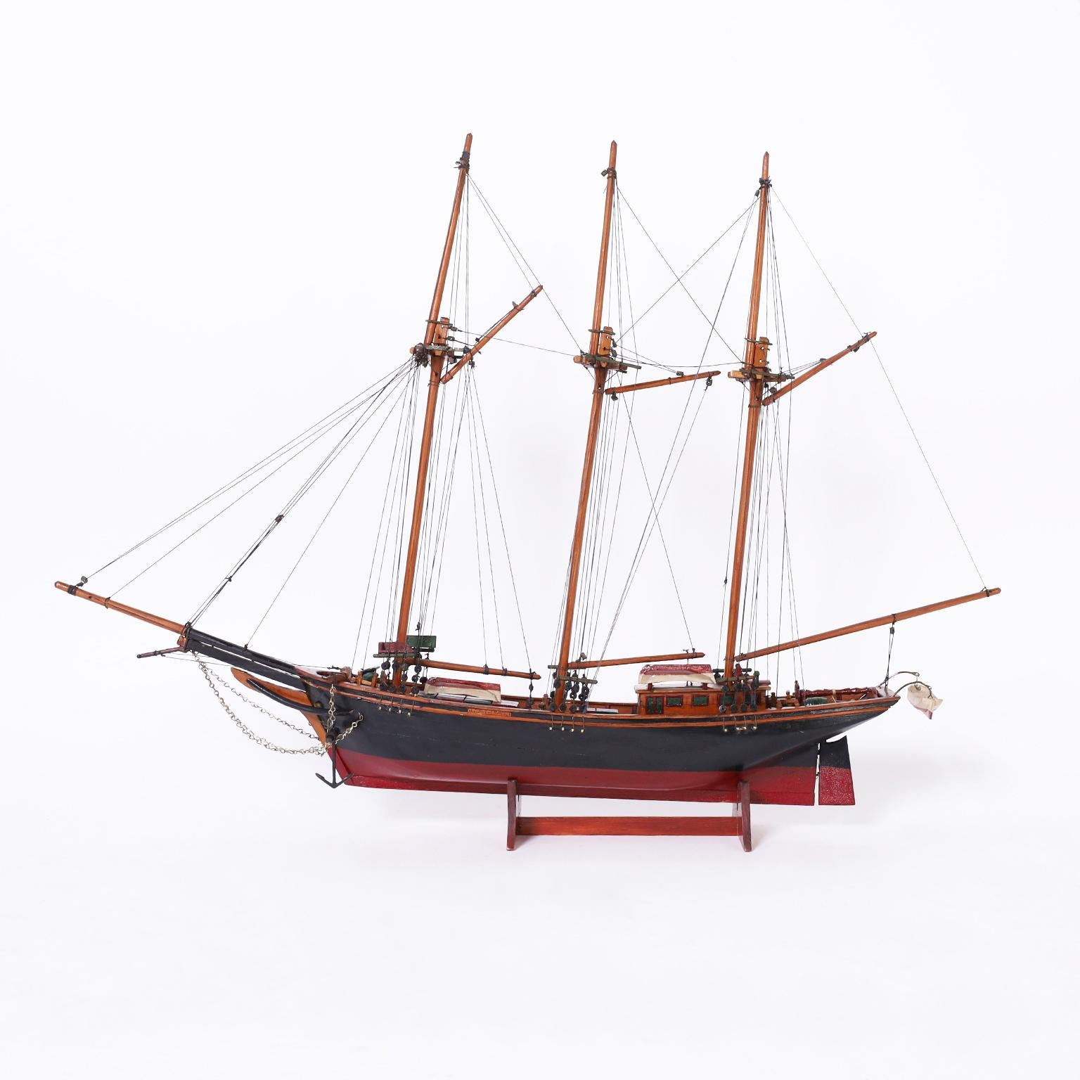 Vintage Scratch Built Sailing Ship Model By Eugene Leclerc 6