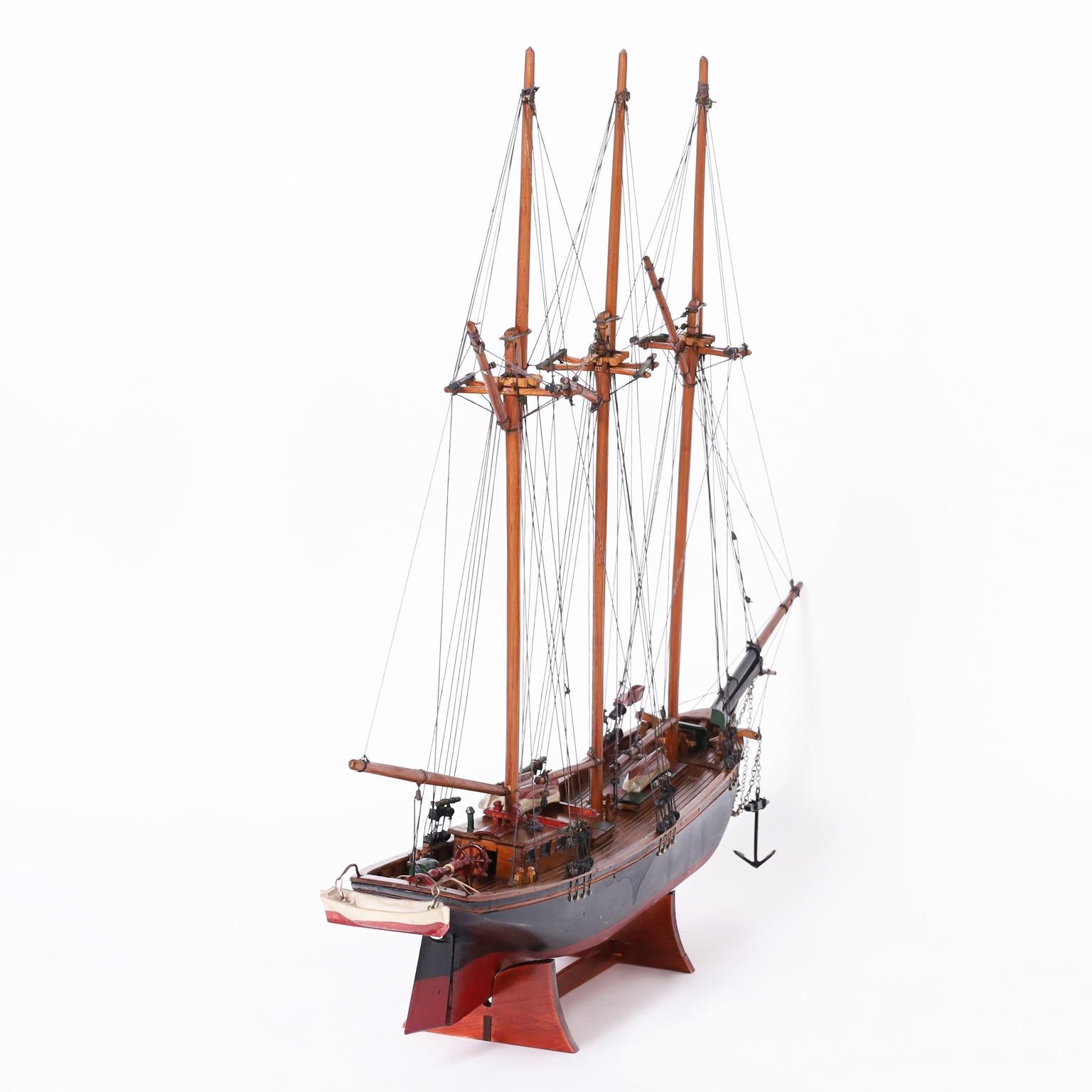 Hand-Crafted Vintage Scratch Built Sailing Ship Model By Eugene Leclerc