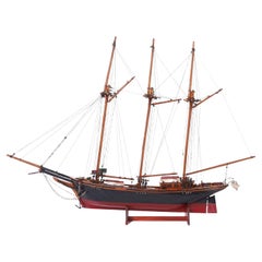 Vintage Scratch Built Segelschiff-Modell von Eugene Leclerc