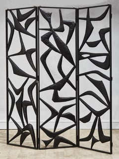 Vintage "Boomerangs" Screens in blackened Metal, 1980s (ASK FOR AVAILABILITY)