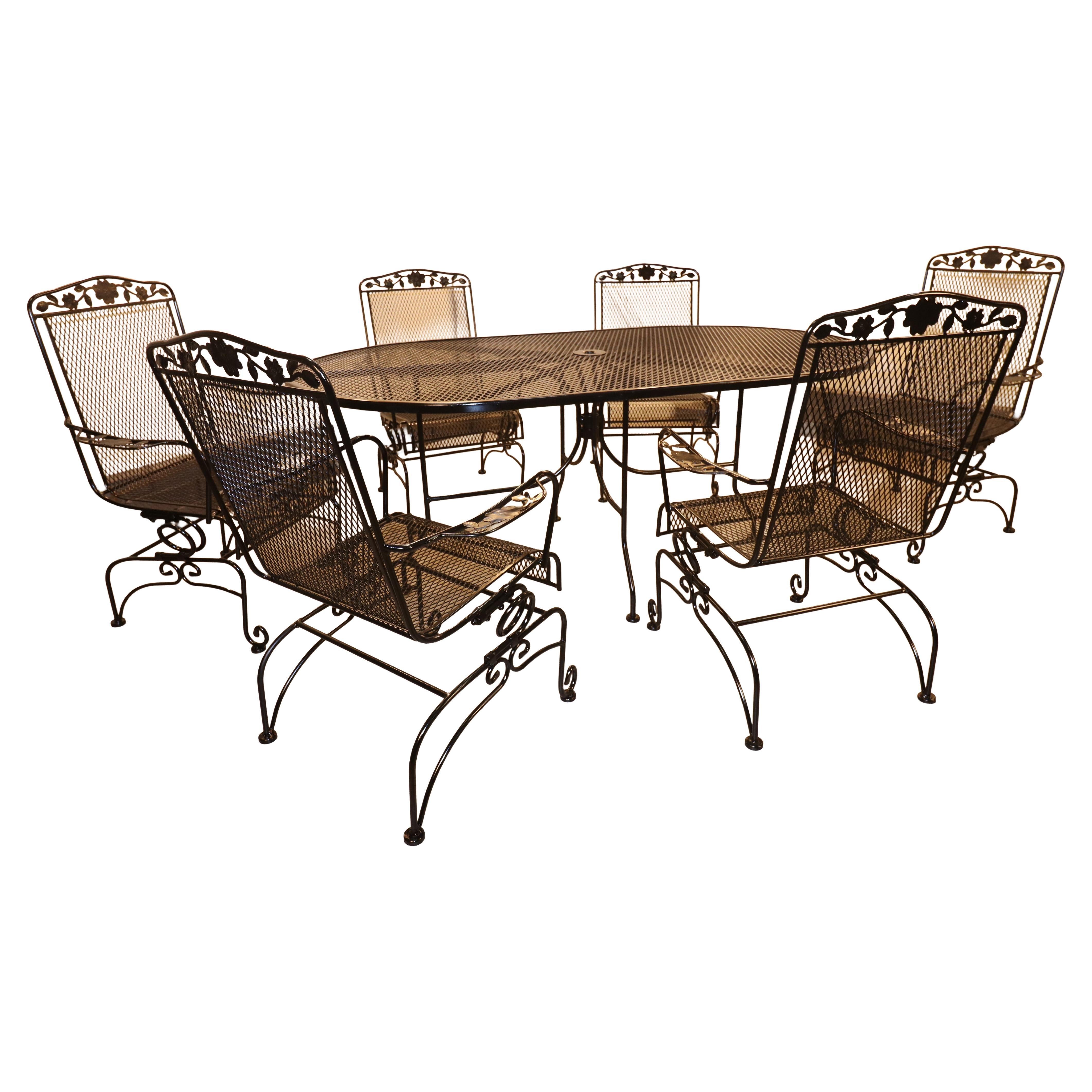 Vintage Scroll Footed Wrought Iron Family Patio Set