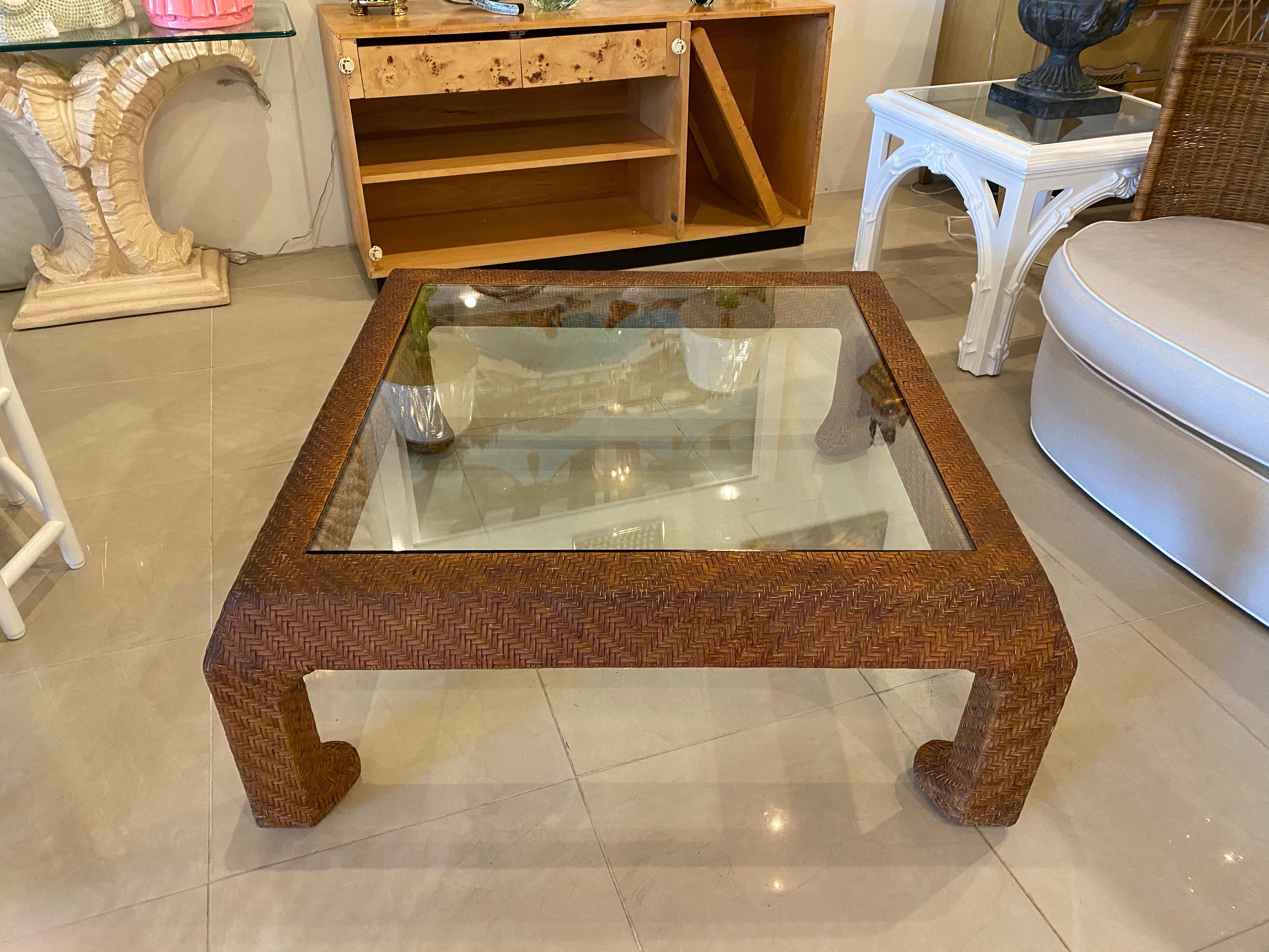antique coffee table with glass top