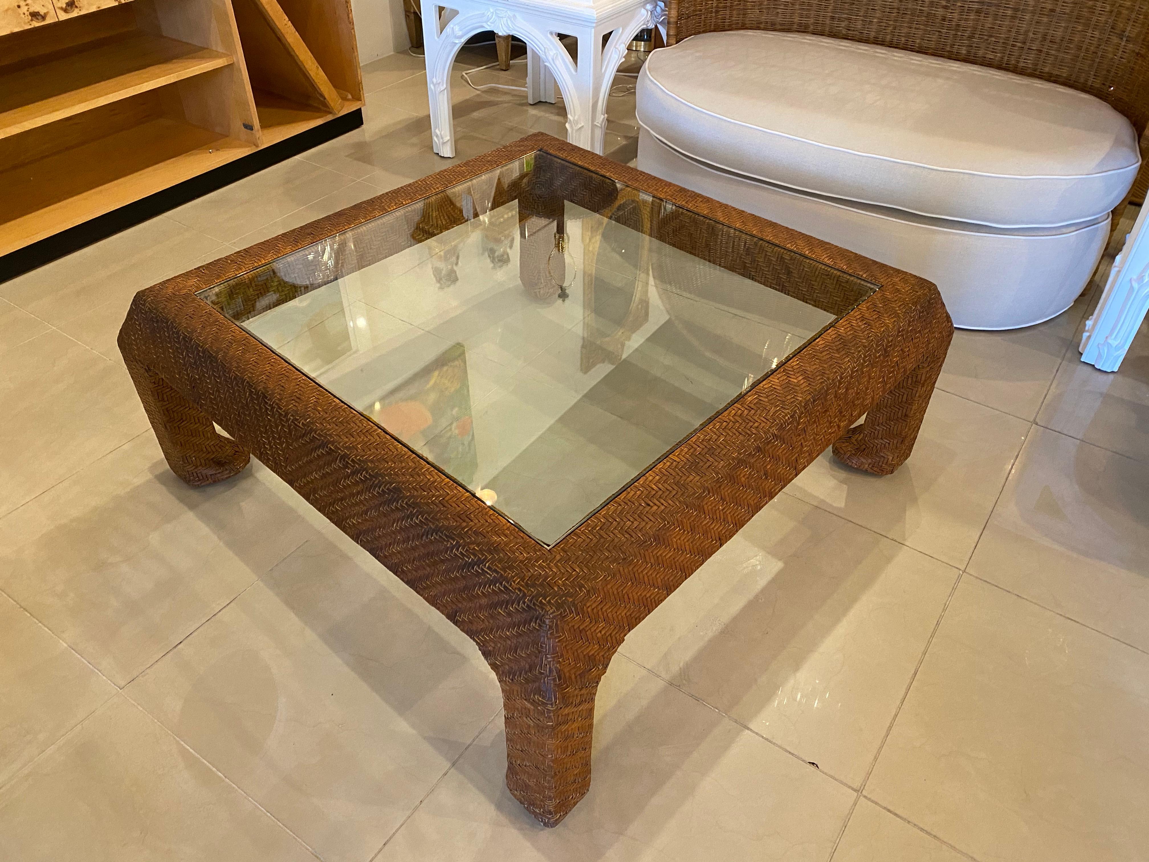 glass top vintage coffee table