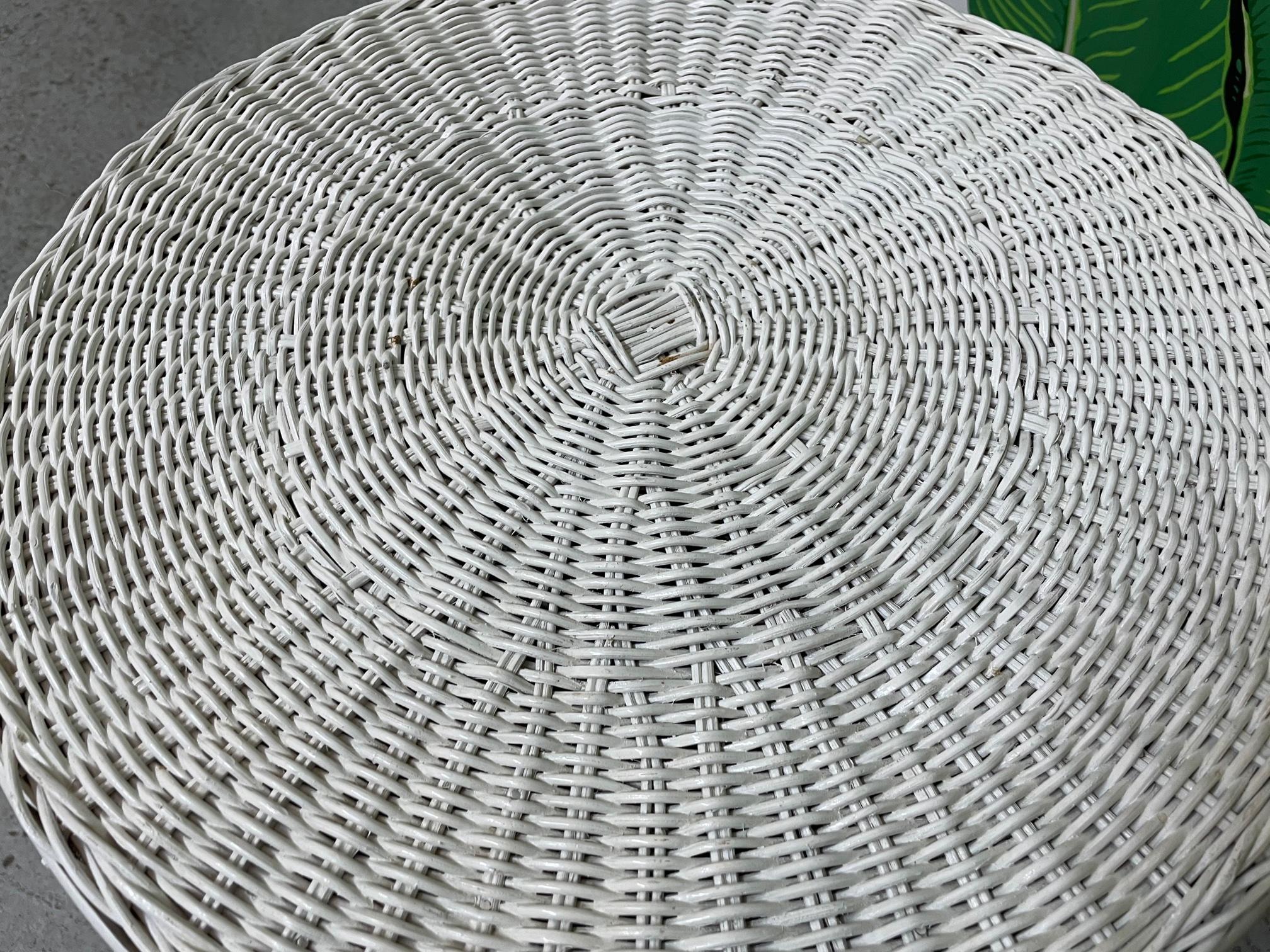 wicker side table vintage