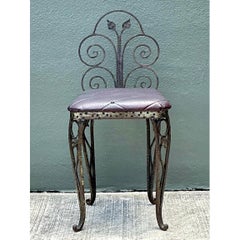 Vintage Scroll Wrought Iron Vanity Chair