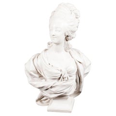 Vintage Sculpted Composite Marble Bust of Marie Antoinette Late 20th Cent