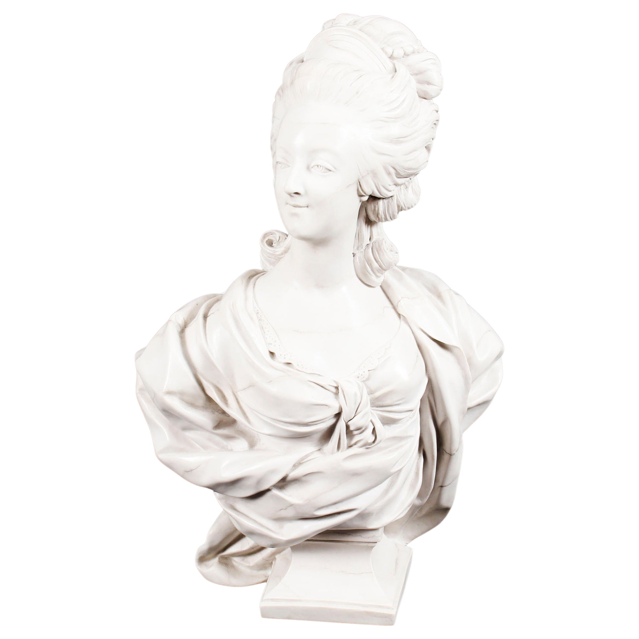 Vintage Sculpted Composite Marble Bust of Marie Antoinette late 20th Century