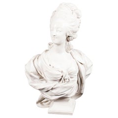 Vintage Sculpted Composite Marble Bust of Marie Antoinette late 20th Century