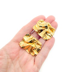 Vintage Sculpted Crinkle Earrings 1980s