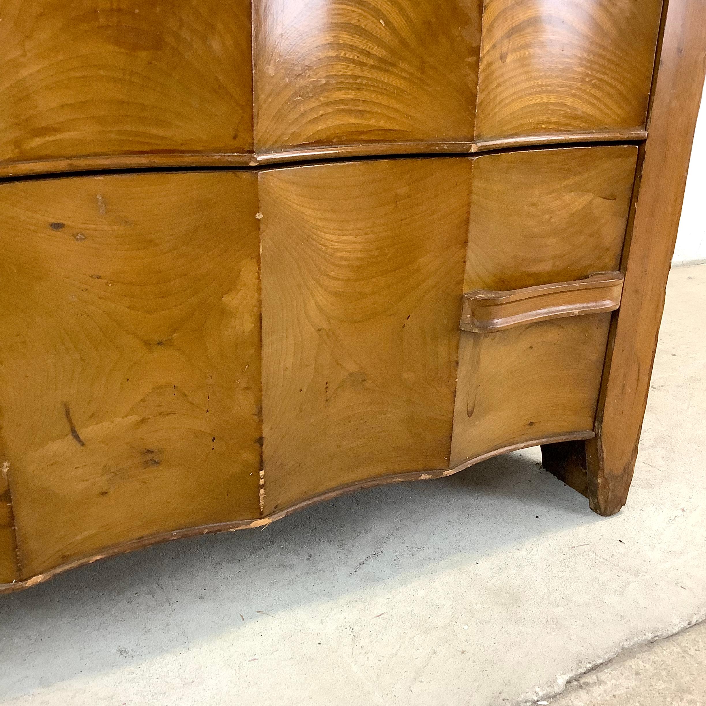Vintage Sculpted Front Art Deco Highboy Dresser 5