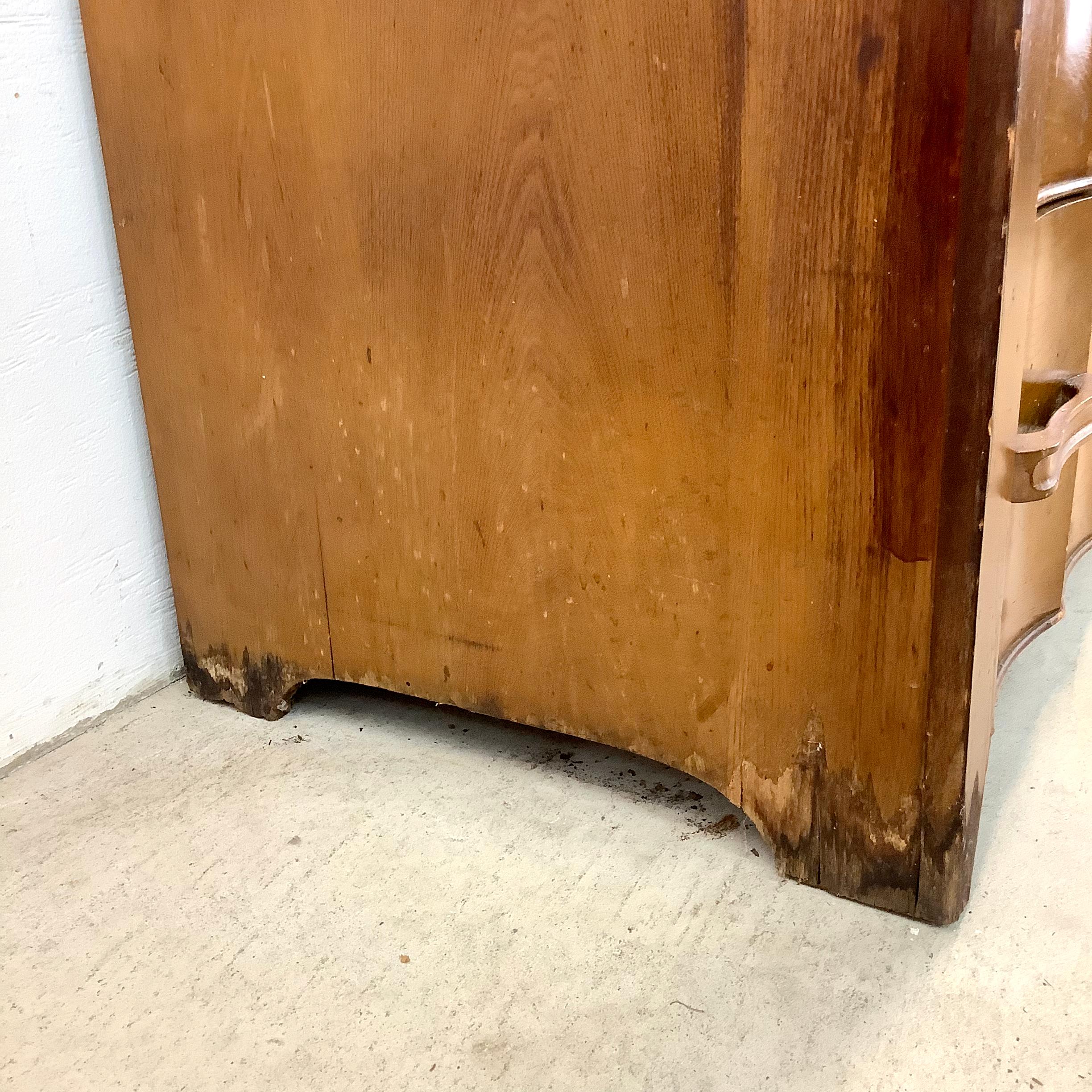 Vintage Sculpted Front Art Deco Highboy Dresser 8