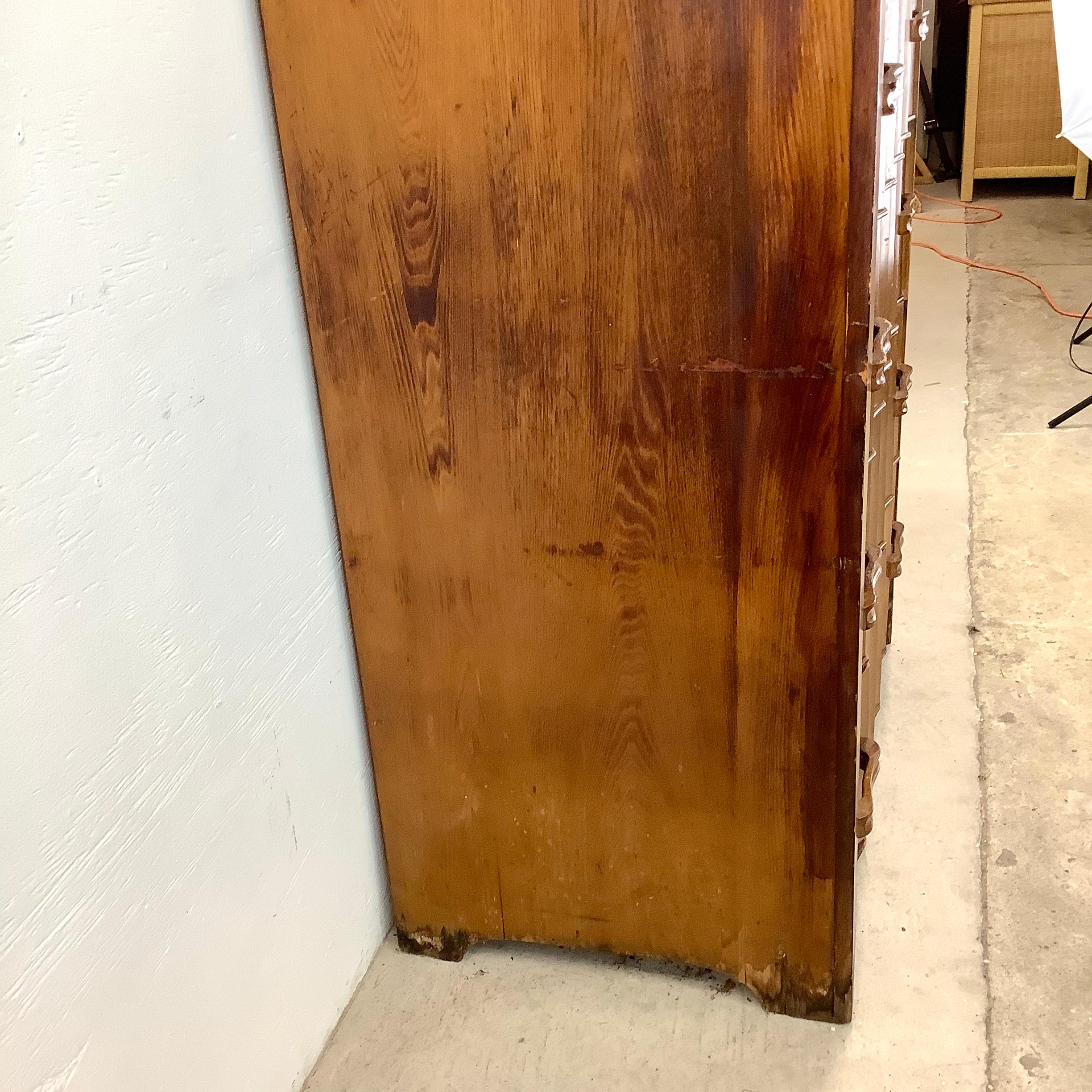 Vintage Sculpted Front Art Deco Highboy Dresser 9