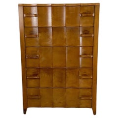 Vintage Sculpted Front Art Deco Highboy Dresser
