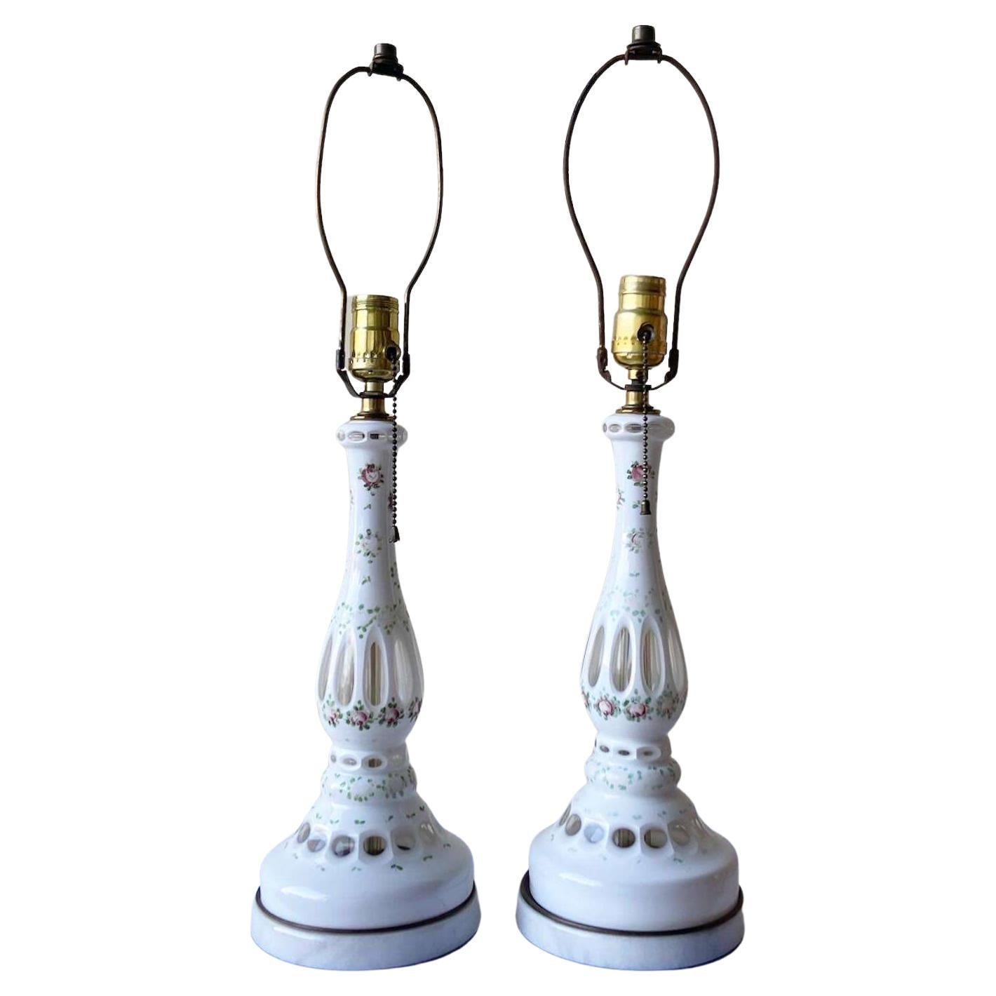 Lampes de table vintage en porcelaine sculptée