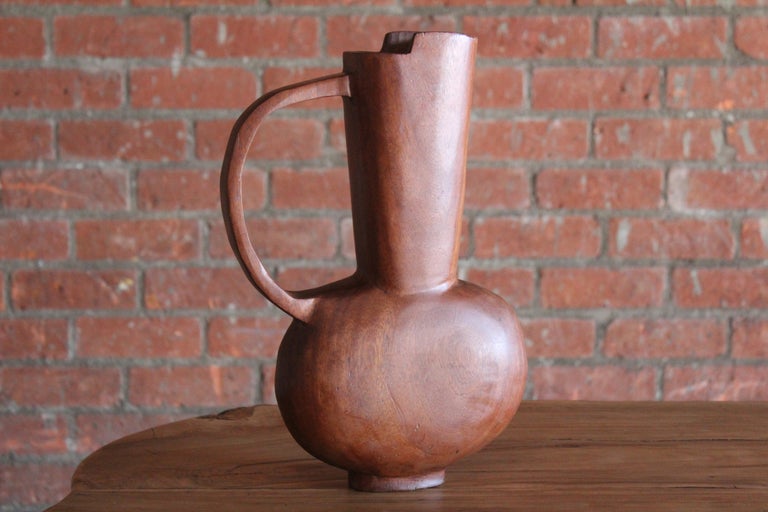 Vintage Sculpted Teak Vase, France, 1960s For Sale 7
