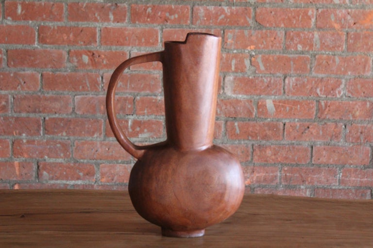 Vintage Sculpted Teak Vase, France, 1960s For Sale 9